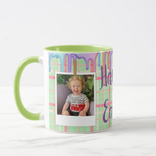 Caneca Xadrez Verde da Páscoa de Fotografias Personalizad