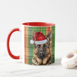 Caneca Xadrez Verde Vermelha do Cão Lover e Feriado GSD