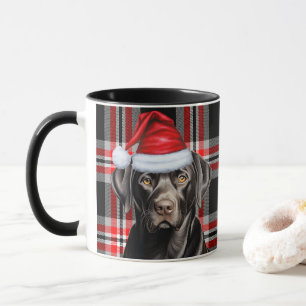 Caneca Xadrez Vermelha com o Natal Negro Labrador