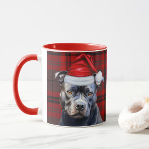 Caneca Xadrez Vermelha de Feriado Bluenose Pitbull do Dog