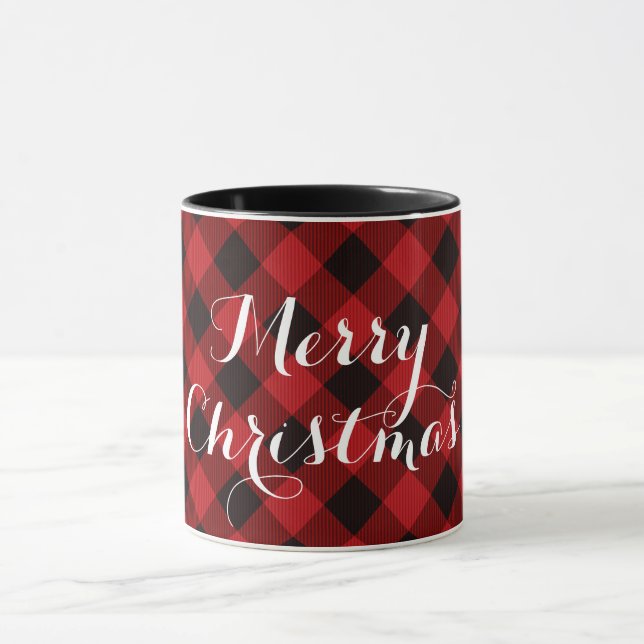 Caneca Xadrez vermelha e negra clássicas - Feliz Natal (Centro)
