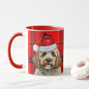 Caneca Xadrez Vermelha Feriada Cachorro Papais noeis de N