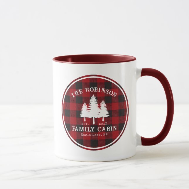 Caneca Xadrez Vermelho Buffalo Vermelho da Árvore da Famí (Direita)
