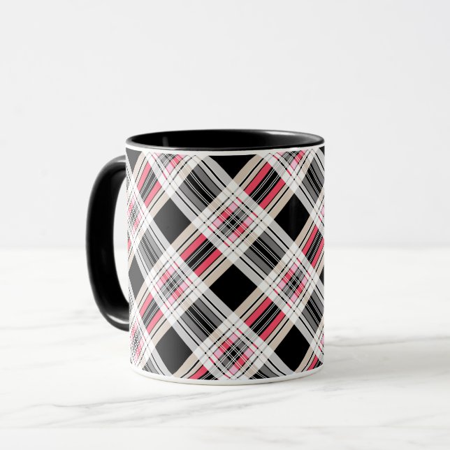 Caneca Xadrez vermelho preto e branco (Frente Esquerda)