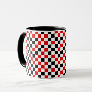 Caneca Xadrez Vermelho Preto e Branco