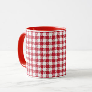 Caneca Xadrez Vermelho Retrô Design de Casa de Campo
