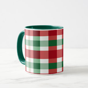Caneca Xadrez Vermelho Verde Branco Alegre Rústico Caseir