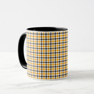 Caneca Xadrezinho amarelo preto e branco