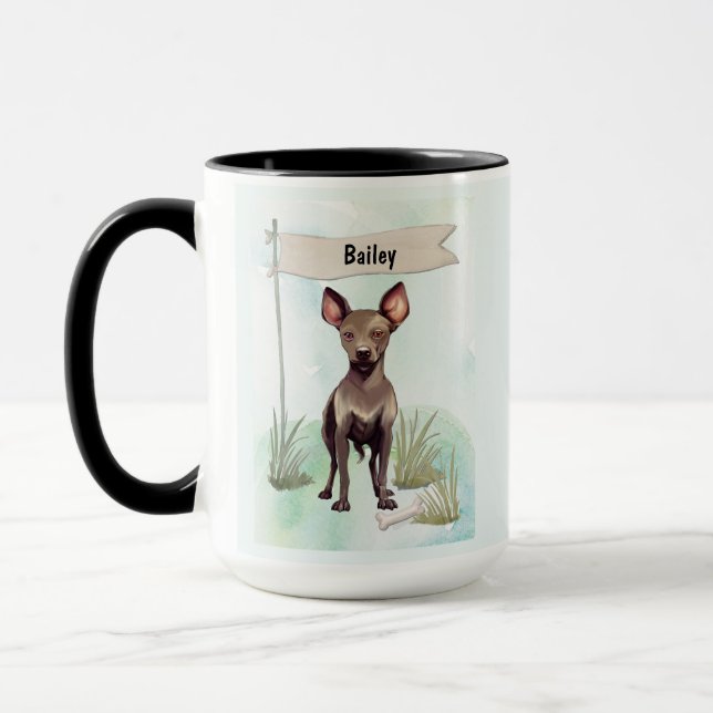 Caneca Xoloitzcuintli Watercolor Personalized Dog (Esquerda)
