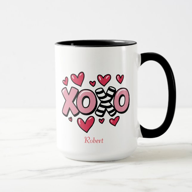 Caneca XOXO happy Valentine's day cute red hearts (Direita)