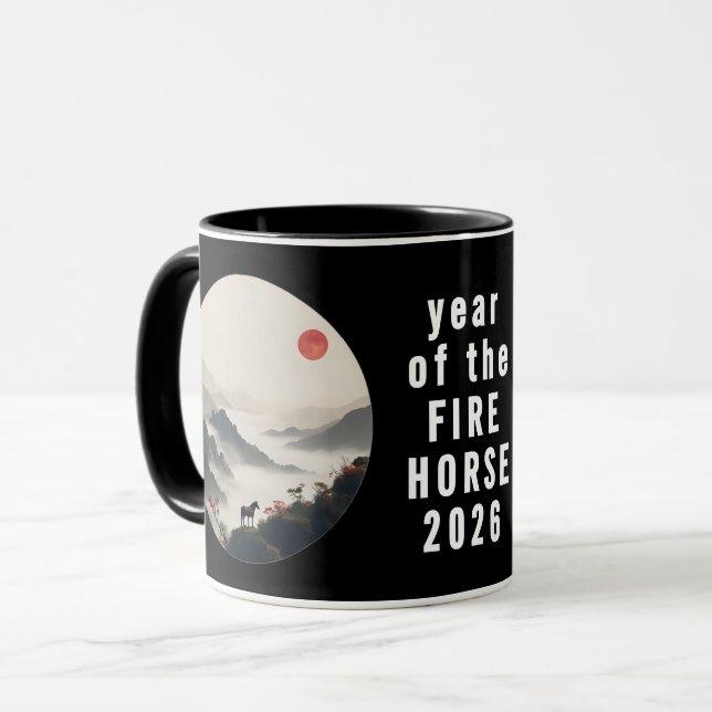 Caneca Year of the Horse 2026 Chinese New Year  (Frente Esquerda)