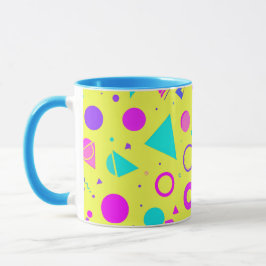 Caneca Yellow Neon Memphis Geometric 80s Design