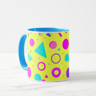 Caneca Yellow Neon Memphis Geometric 80s Design