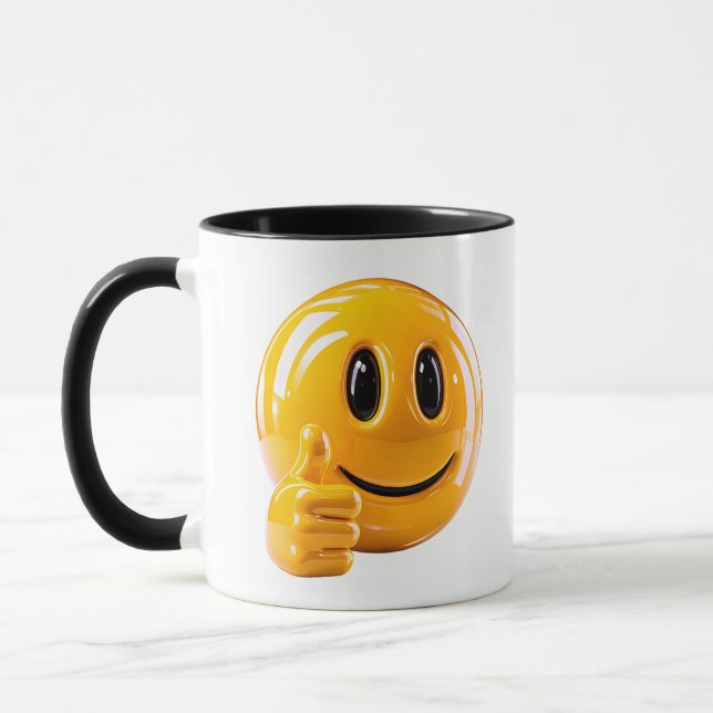 Caneca Yellow Smiley Face Thumbs Up Illustration (Esquerda)