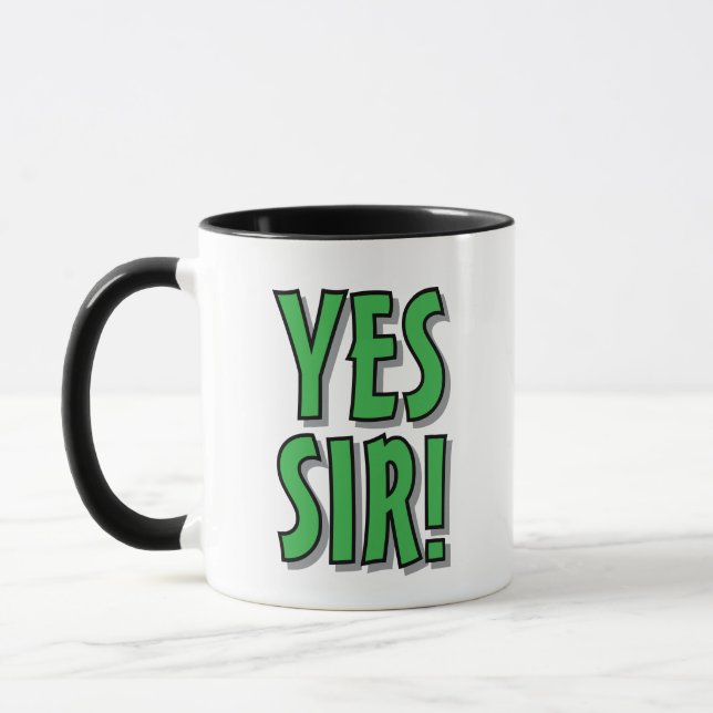 Caneca Yes Sir! No Sir! funny typographic coffee mug gift (Esquerda)