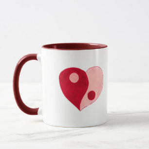 Caneca Yin Yang Heart (Vermelho/Rosa)