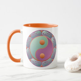 Caneca Yin Yang Medallion Violet Turquoise