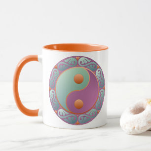 Caneca Yin Yang Medallion Violet Turquoise