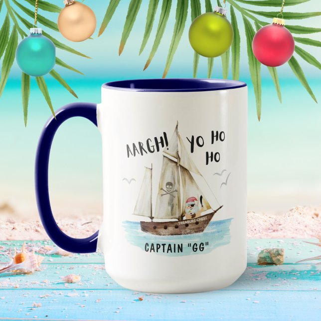 Caneca Yo Ho Pirata Papais noeis Enviar Capitão Natal (Criador carregado)