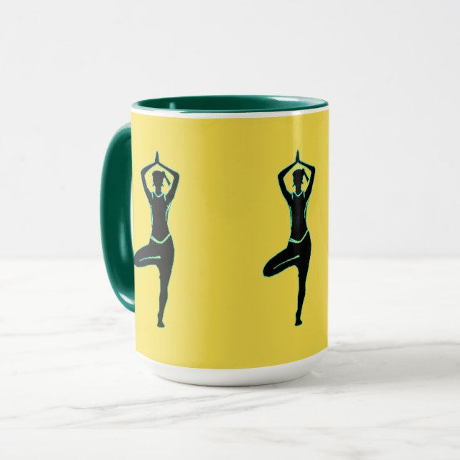 Caneca Yoga Amarelo Verde (Frente Esquerda)