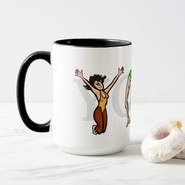 Caneca Yoga - Letra Posições Mug de Mulher (Com Donut)