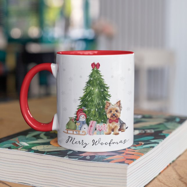 Caneca Yorkie Christmas Mug Feliz Woofmas Engraçado Amant (Personalized Dog Lover Mug - Perfect Holiday Gift. Merry Woofmas Mug. Yorkie Christmas Mug)
