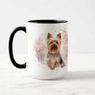 Caneca Yorkshire Terrier Flor de Cerejeira Aquarela Prese