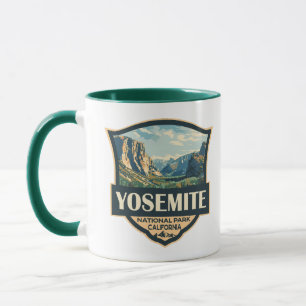 Caneca Yosemite National Park Illustration Retro Crachá