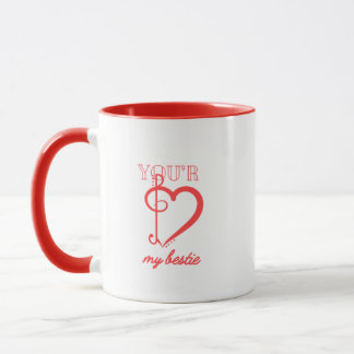 Caneca “You’re My Bestie” Red & White Friendship Mug