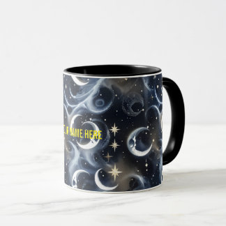 Caneca Your Name Mugs – Metallic Silver Moon Phase Luxury