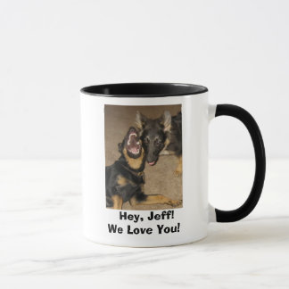 Caneca Yowl do filhote de cachorro,    Hey, Jeff! Nós