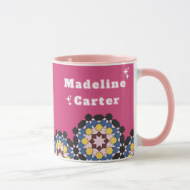 Caneca Z9-Rosa & Elegância Geométrica