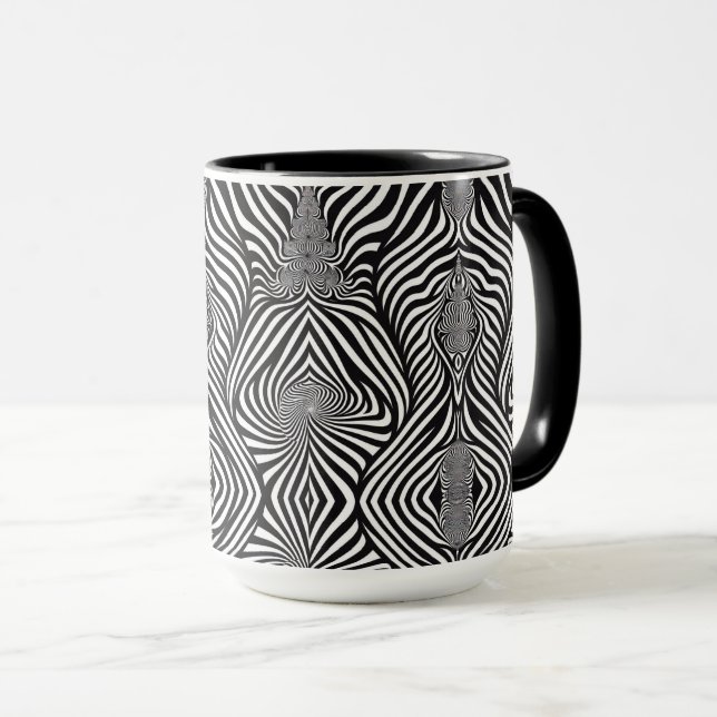Caneca Zebra Abstrato B&W Sherpa Blanket (Frente Esquerda)