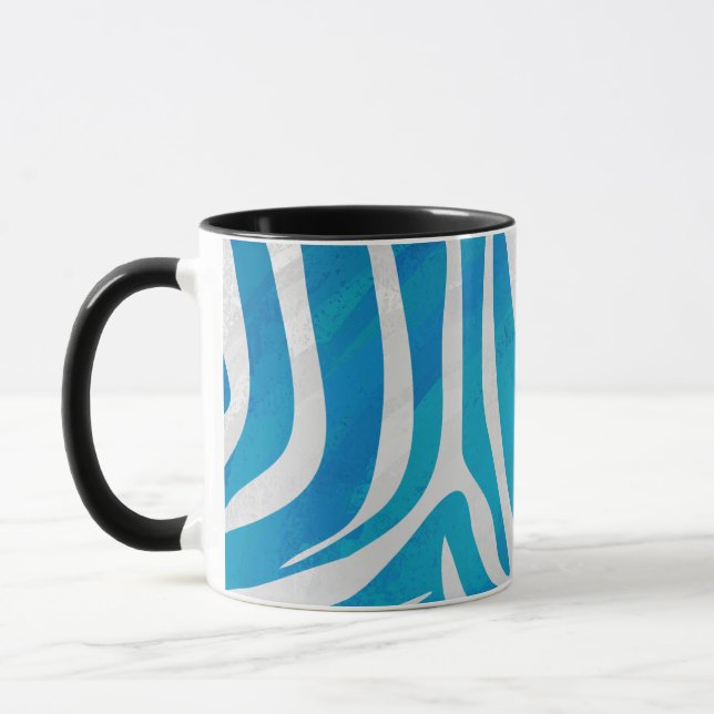 Caneca Zebra Blue e White Impressão (Esquerda)