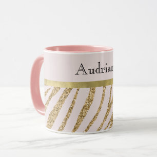 Caneca Zebra brilhante Dourada rosa
