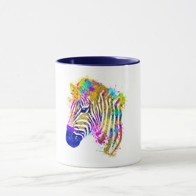 Caneca Zebra Gráfica com Efeito de Tinta Aquarela Colorid (Centro)