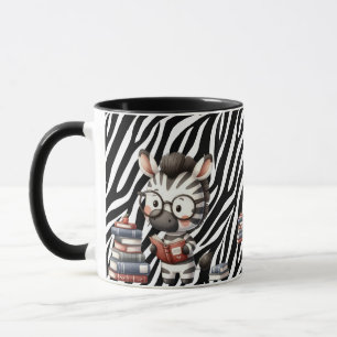 Caneca Zebra Lendo Livros.