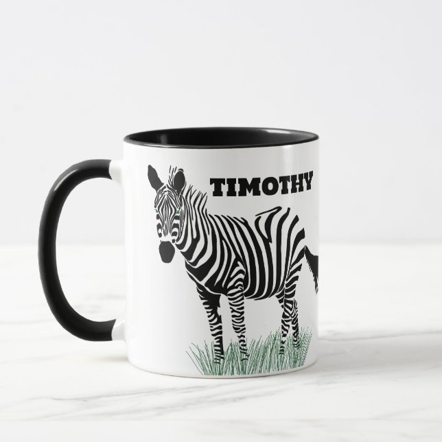 Caneca Zebra na ilustração realista da grama (Esquerda)