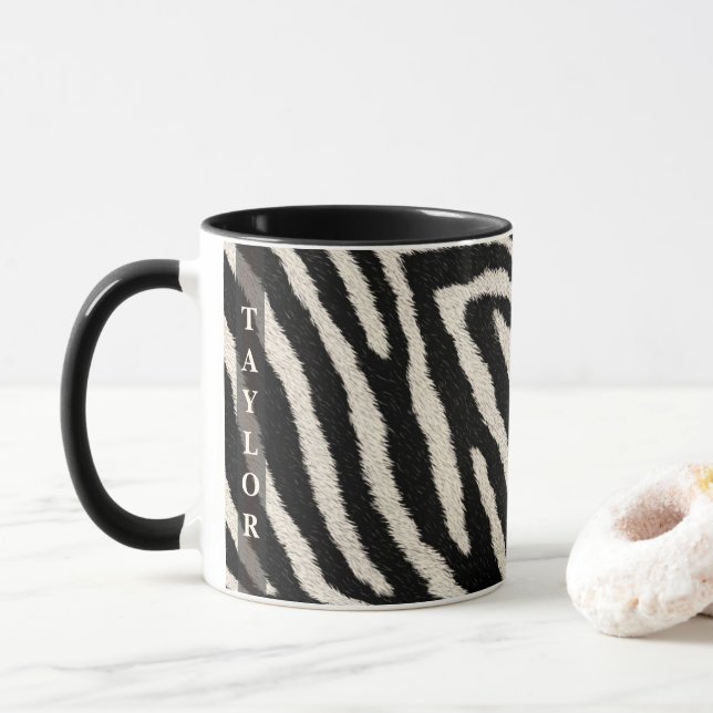 Caneca Zebra Print Mug with Custom Name (Com Donut)