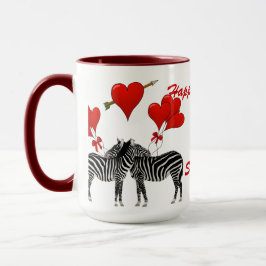 Caneca zebra romântica ama Namorados cardíacos