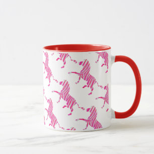 Caneca Zebra Rosa Quente e Silhueta Branca