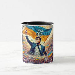 Caneca Zelenskyy liderando a revolução na Ucrânia