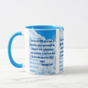 Caneca Zephaniah 2:3 KJV Bíblia Verso Pic Dois Tons