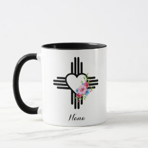 Caneca Zia Heart com Flores de Café Presente Personalizad
