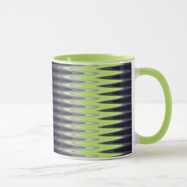 Caneca Zig Zag Verde Lima Preto Branco Cinza Padrão (Direita)