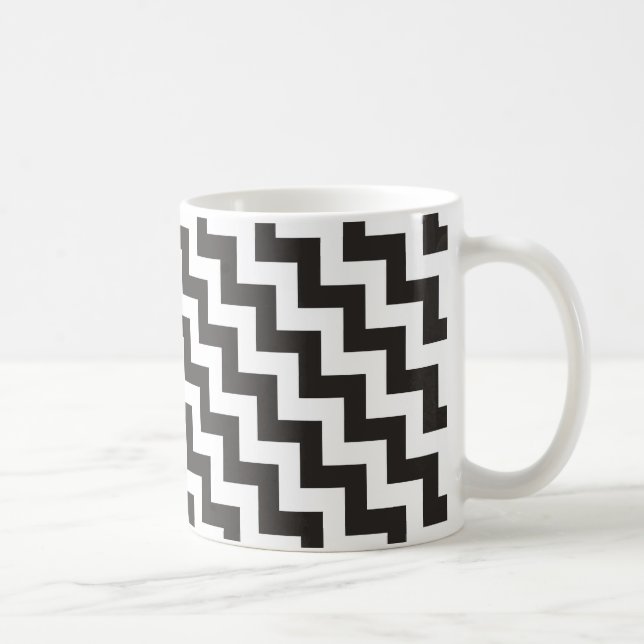 Caneca Zigzags Ringer Mug, Black and White Chevrons (Direita)