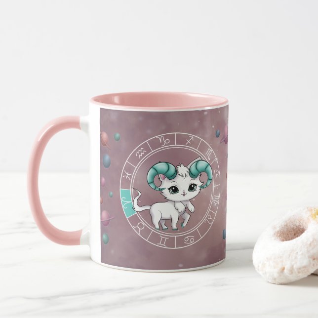 Caneca Zodiac Aries Gota-Gato, Astrologia do Planeta de R (Com Donut)