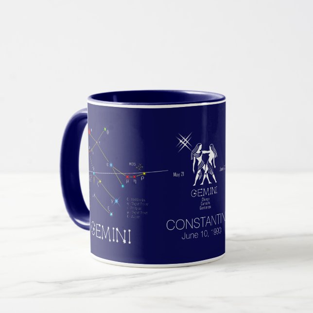 Caneca Zodiac Constelação Gemini (Frente Esquerda)