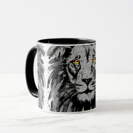 Caneca Zodiac Leo - Desenho De Retrato De Leão - Rosto De