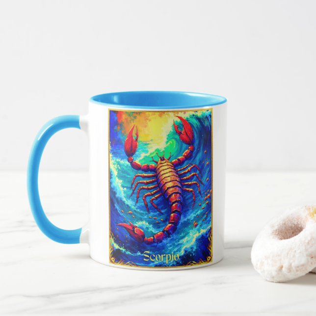 Caneca Zodiac Sign Scorpio Emerging from Deep Waters (Com Donut)